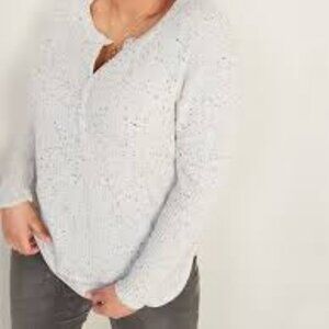 NWT Relaxed Cozy Waffle-Knit Henley Tunic Top
